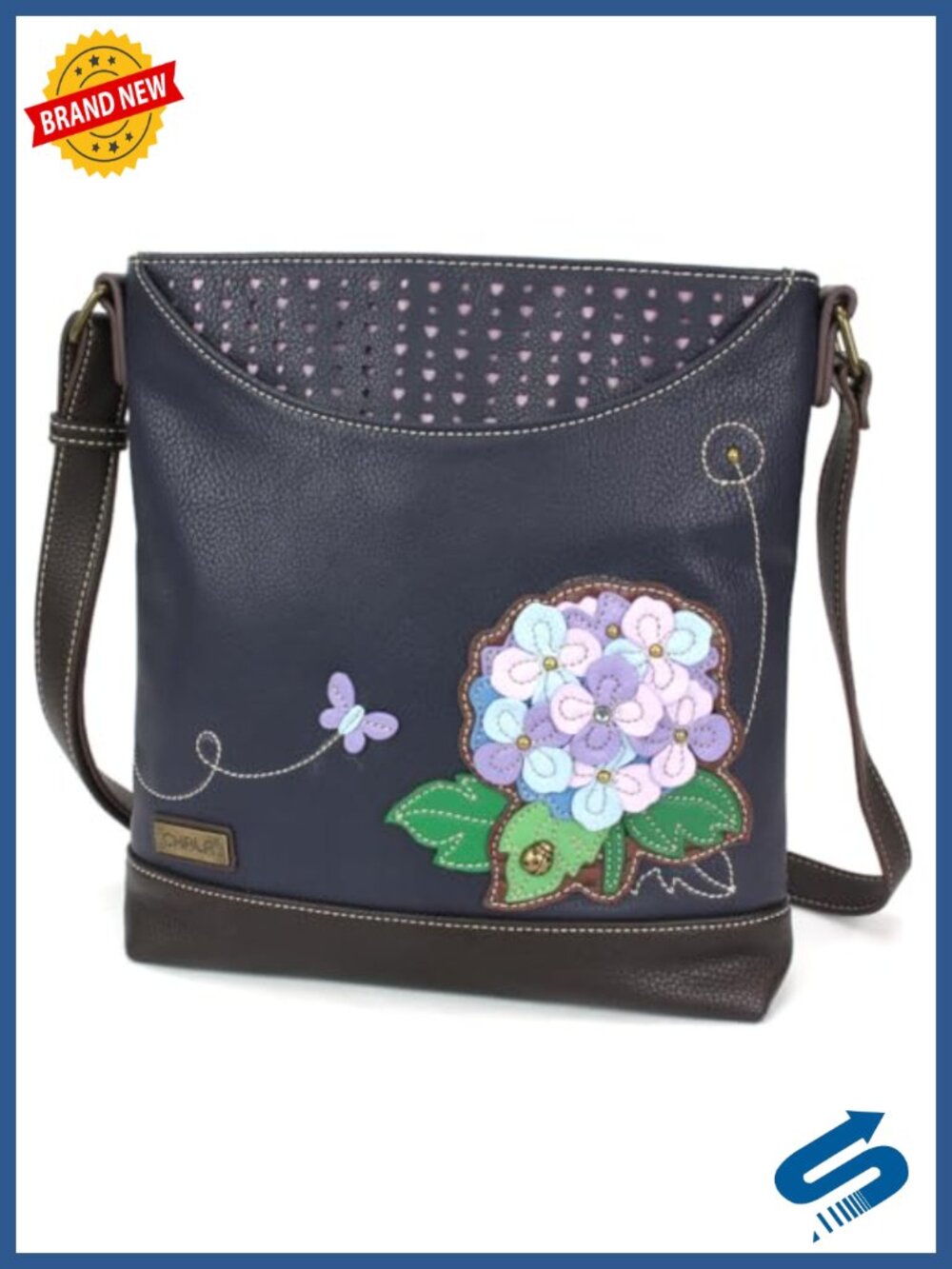 Faux Leather Messenger Crossbody Bag with Adjustable Strap - Fits iPad